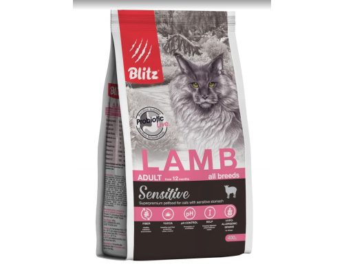 BLITZ ADULT CATS LAMB Sensitive сухой корм для взрослых  кошек с Ягненком 0,4 кг
