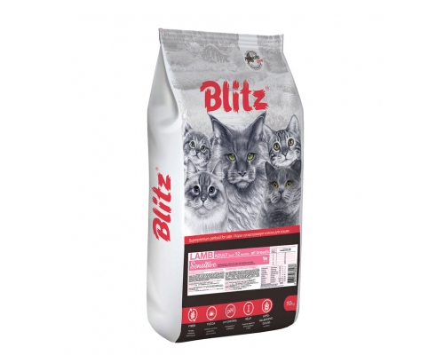 BLITZ ADULT CATS LAMB Sensitive сухой корм для взрослых  кошек с Ягненком 10кг