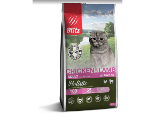 BLITZ  ADULT CAT CHICKEN & LAMB  низкозерновой корм для взр.кошек Курица&Ягненок 1,5 кг