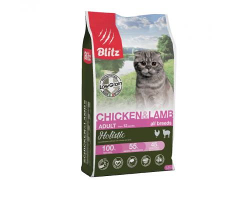 BLITZ  ADULT CAT CHICKEN & LAMB  низкозерновой корм для взр.кошек Курица&Ягненок 1,5 кг
