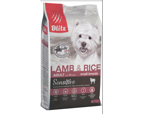 BLITZ ADULT SMALL Breeds Lamb&Rice корм д/собак мелк.пород ягненок и рис 2кг