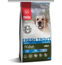 BLITZ ADULT FRESH TROUT низкозерновой корм для взр. собак Свежая Форель 0,5 кг