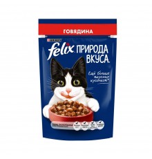 Влажный корм Felix Природа вкуса для взрослых кошек, с говядиной в соусе 75 г