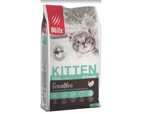 BLITZ KITTEN Sensitive полнорационный сухой корм для котят 2 кг