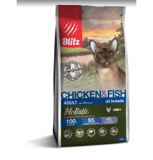 BLITZ  ADULT CAT CHICKEN & FISH  низкозерновой корм для взр.кошек Курица&Рыба 0,4 кг