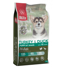 BLITZ PUPPY TURKEY & DUCK беззерновой корм для щенков Индейка&Утка 1,5 кг