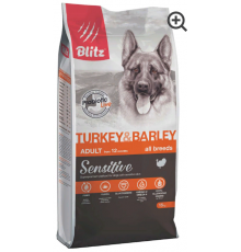 BLITZ  ADULT Turkey&Barley полнорационный сухой корм для взрослых собак Индейка/ячмень 15кг