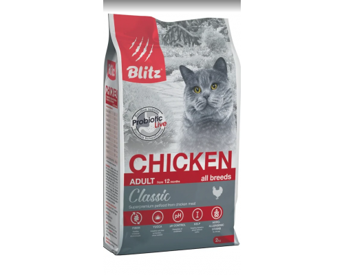 BLITZ ADULT CATS CHICKEN сухой корм для взрослых  кош. с Курицей 2 кг