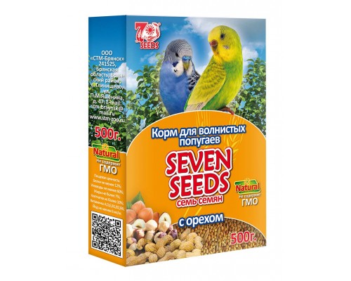 Seven Seeds Корм для волнистых попугаев с орехом 500г, 1*16 Seven Seeds Корм для волнистых попугаев с орехом 500г, 1*16