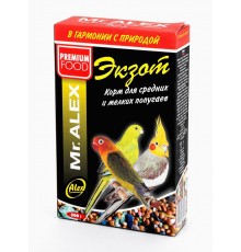 МИСТЕР АЛЕКС Экзот к/для СРЕДНИХ И МЕЛКИХ попугаев 500г, 1*12