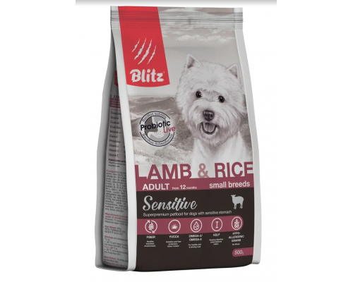BLITZ ADULT SMALL Breeds Lamb&Rice корм д/собак мелк.пород ягненок и рис 0,5кг