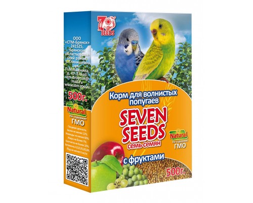 Seven Seeds Корм для волнистых попугаев с фруктами 500г, 1*16