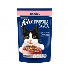 Влажный корм Felix Природа вкуса для взрослых кошек, с лососем в соусе 75 г